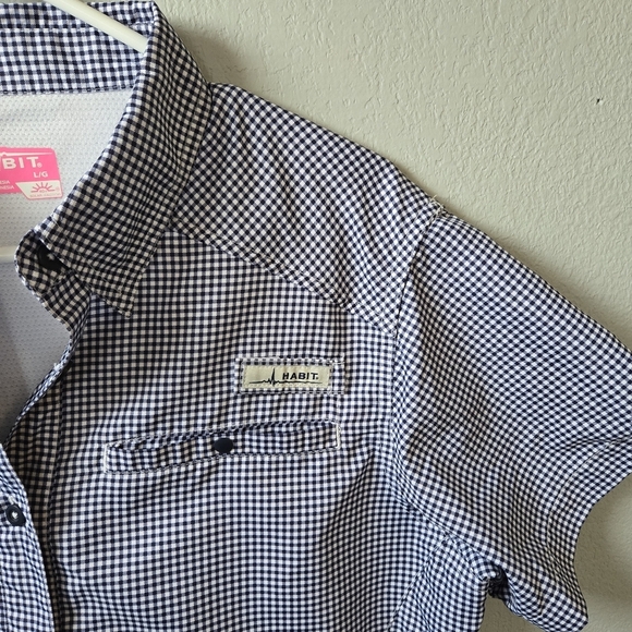 Habit Large 40+ Solar Factor Fishing Plaid Button Up Vented Shirt Womens - Picture 2 of 6
